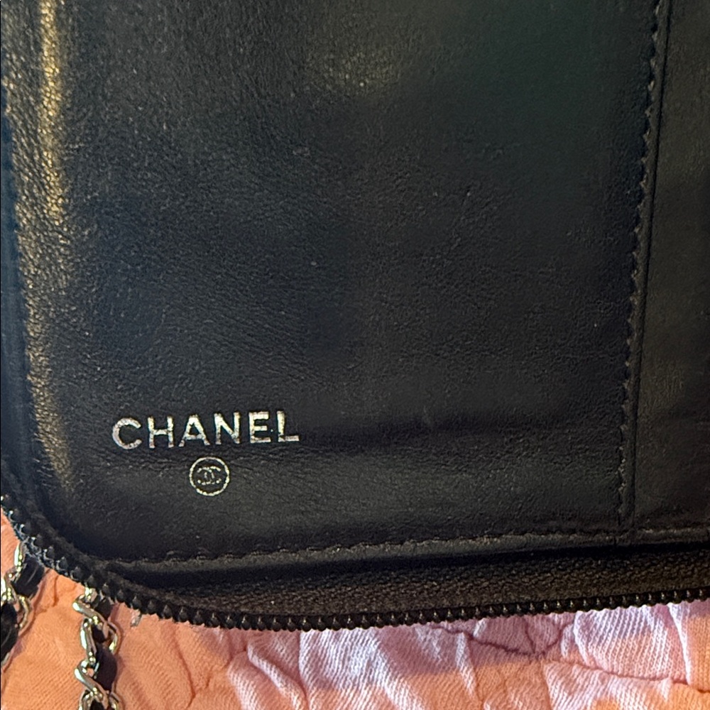 CHANEL Black Wallet/Organizer with Silver Chain - Picture 5 of 9